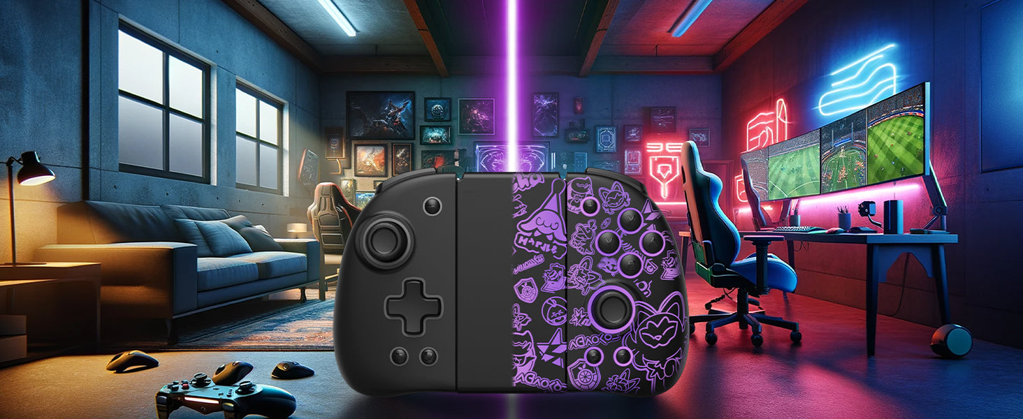 FUNLAB Lumingrip Joy-Con Charging Grip - Scarlet & Violet