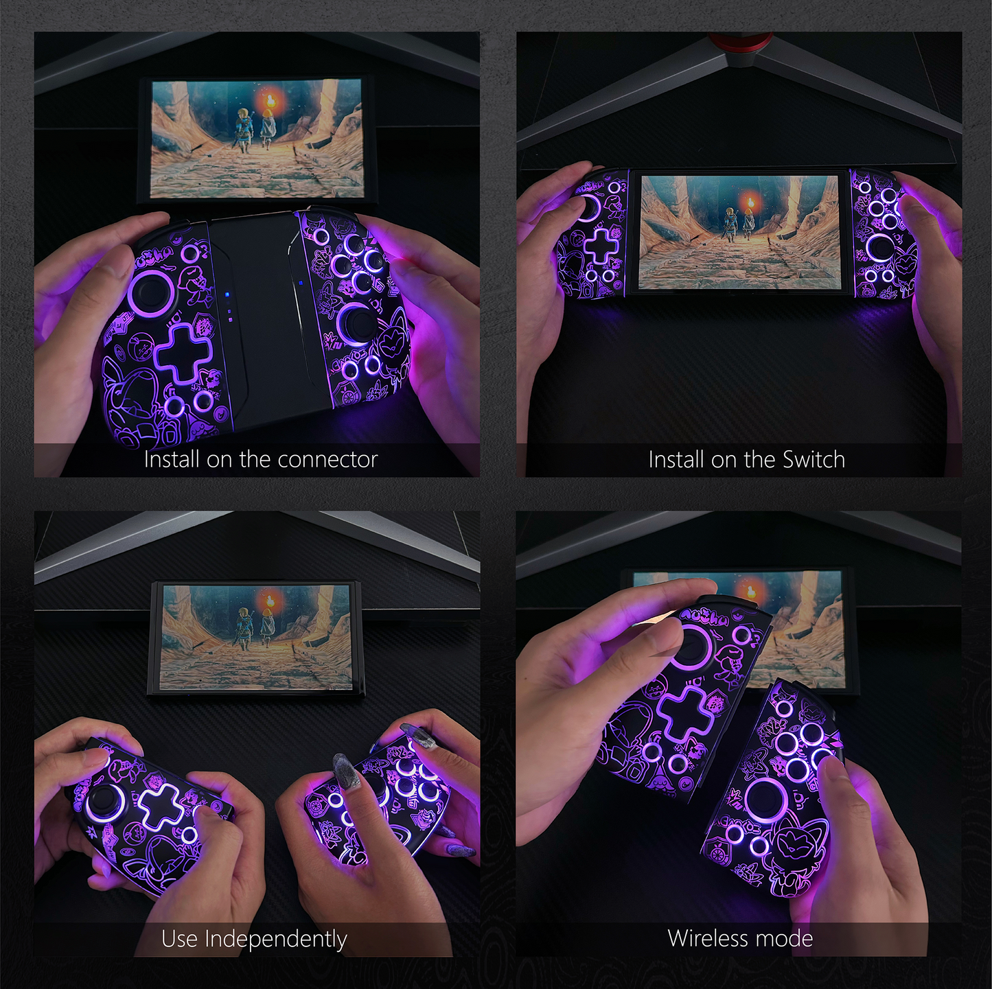 FUNLAB Luminous Wireless Joy-pad for Switch/Switch OLED - Scarlet & Violet-FUNLAB